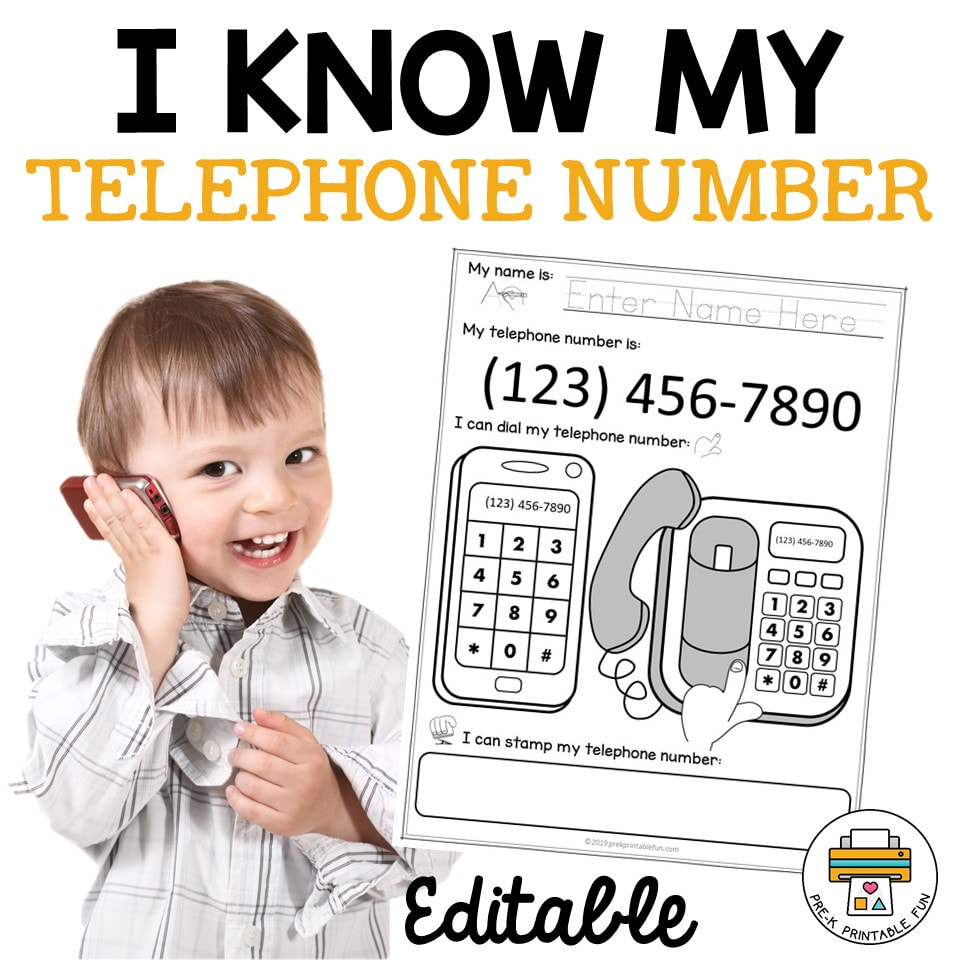 My Telephone Number - Pre-K Printable Fun