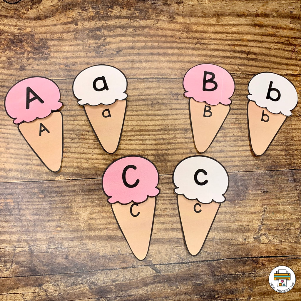 Printable Ice Cream Cone Matching - From ABCs to ACTs