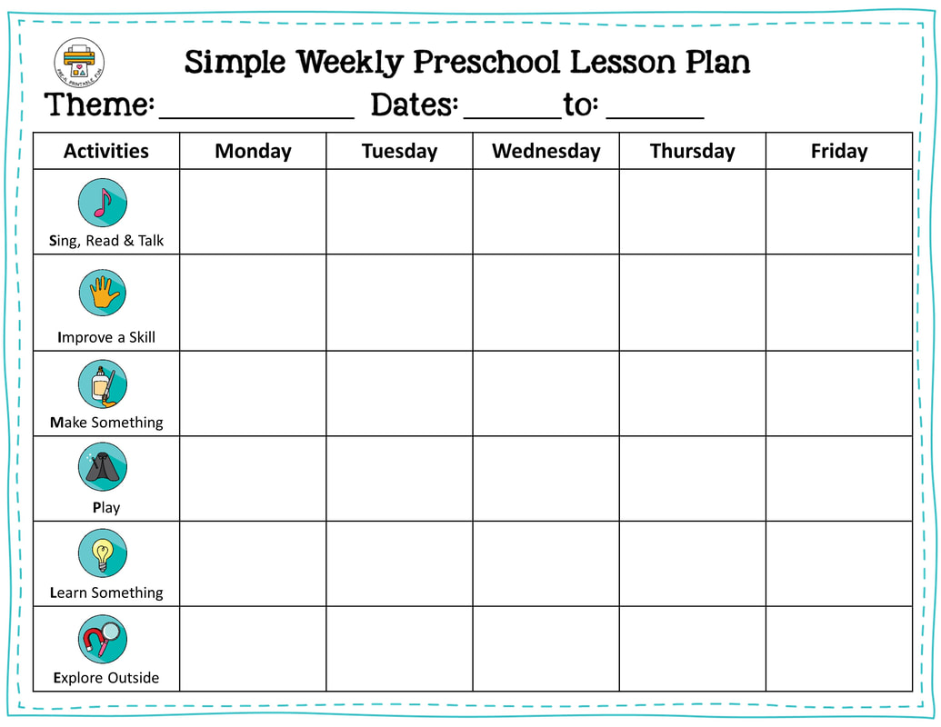 Free Preschool Lesson Planning Resources Intended For Blank Preschool Lesson Plan Template