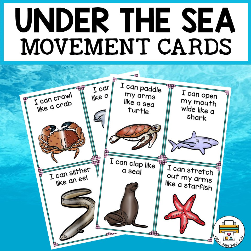 Under the Sea Movement Cards PreK Printable Fun