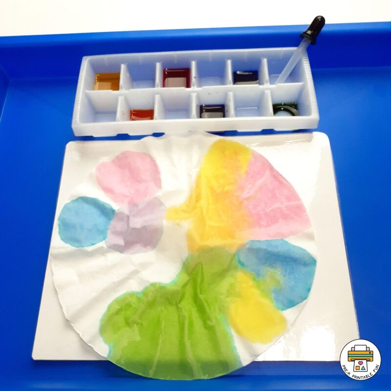 Watercolor and Coffee Filter Color Mixing Art