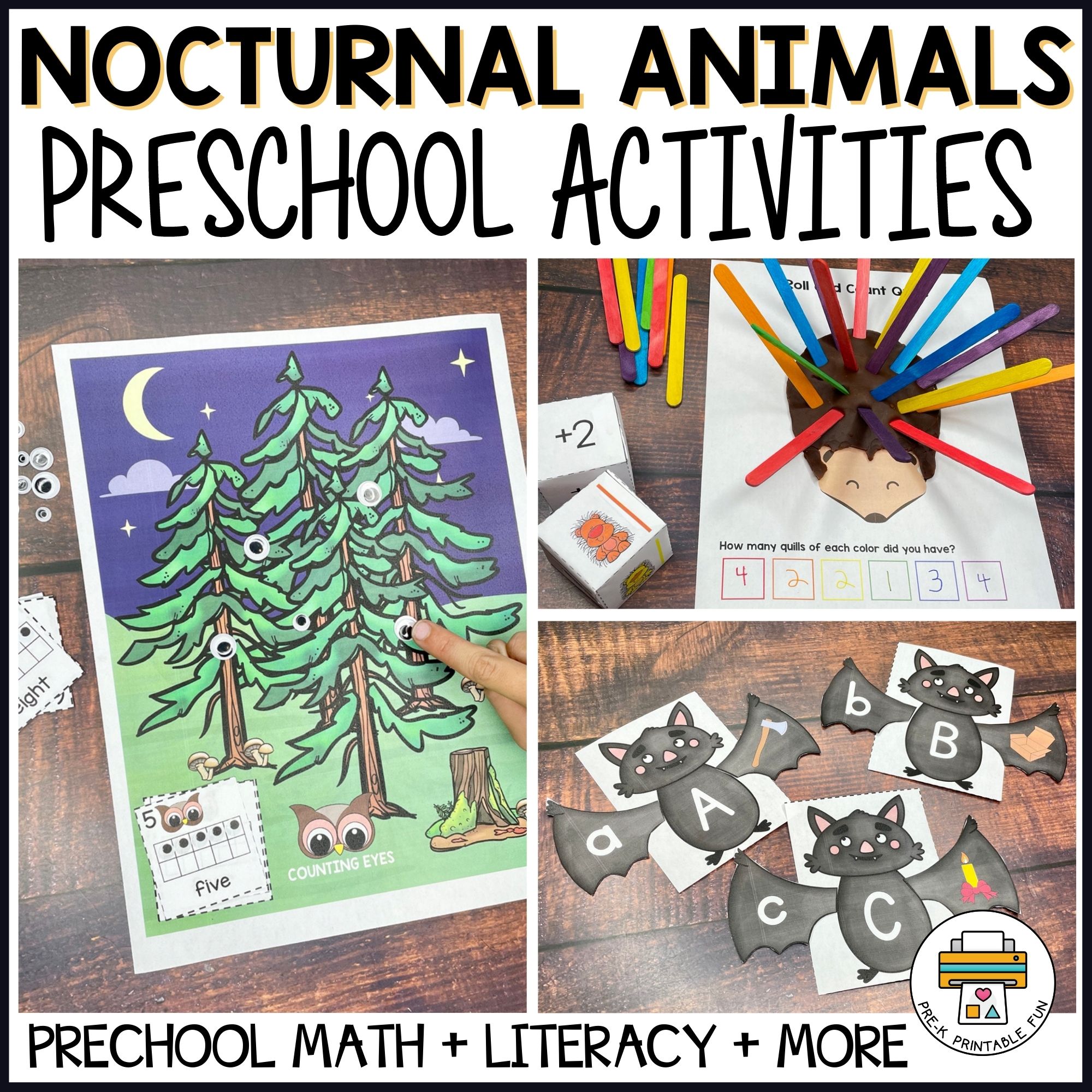 Nocturnal Animals Preschool Activity Pack
