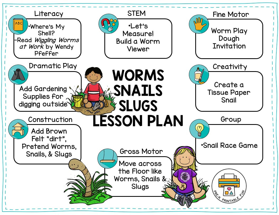 Free Worms Snails and Slugs Preschool Lesson Plan